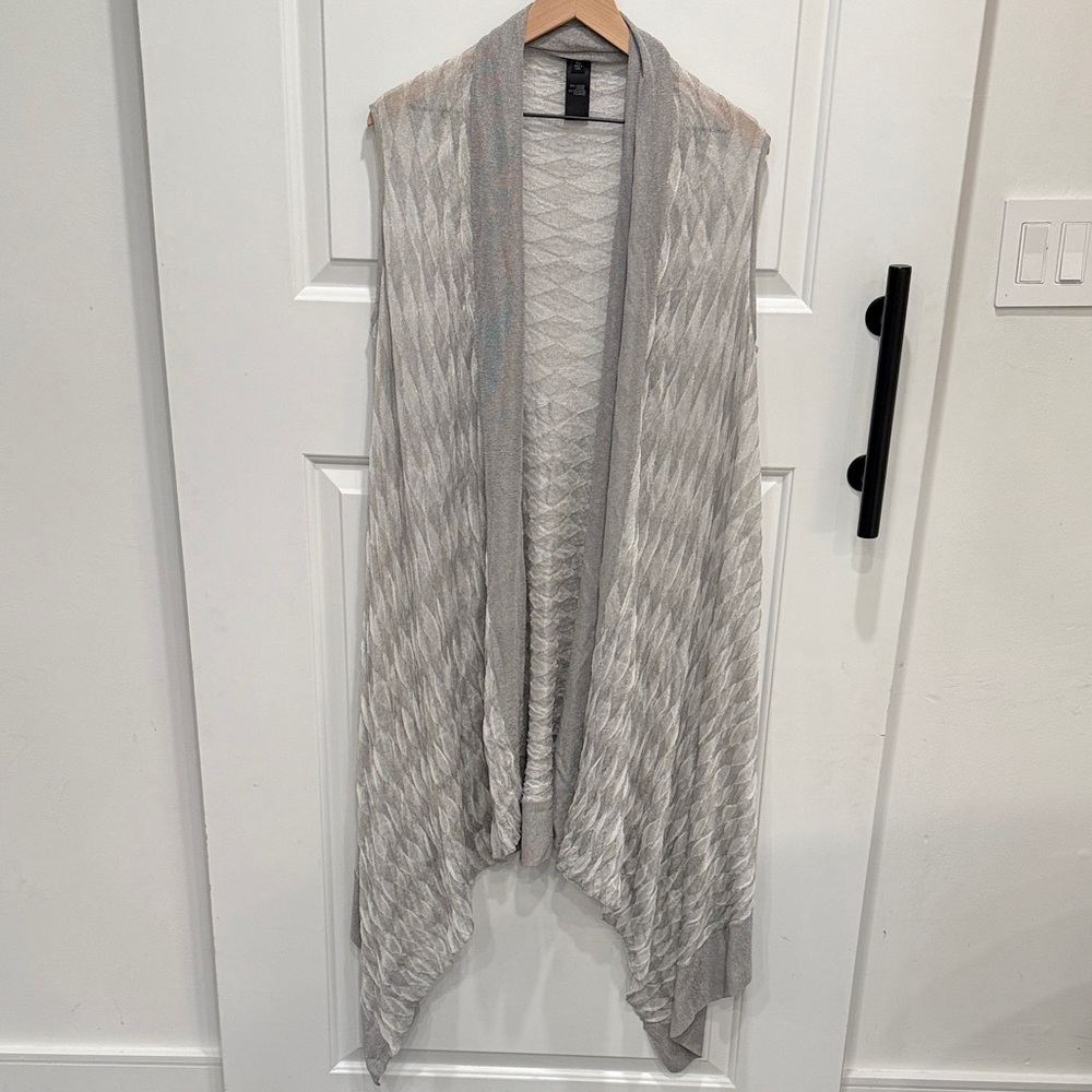 Lafayette 148 New York Light Gray Open-Front Cardigan